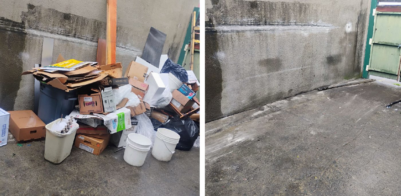 Before and after junk removal cleanup by Junk Wizard