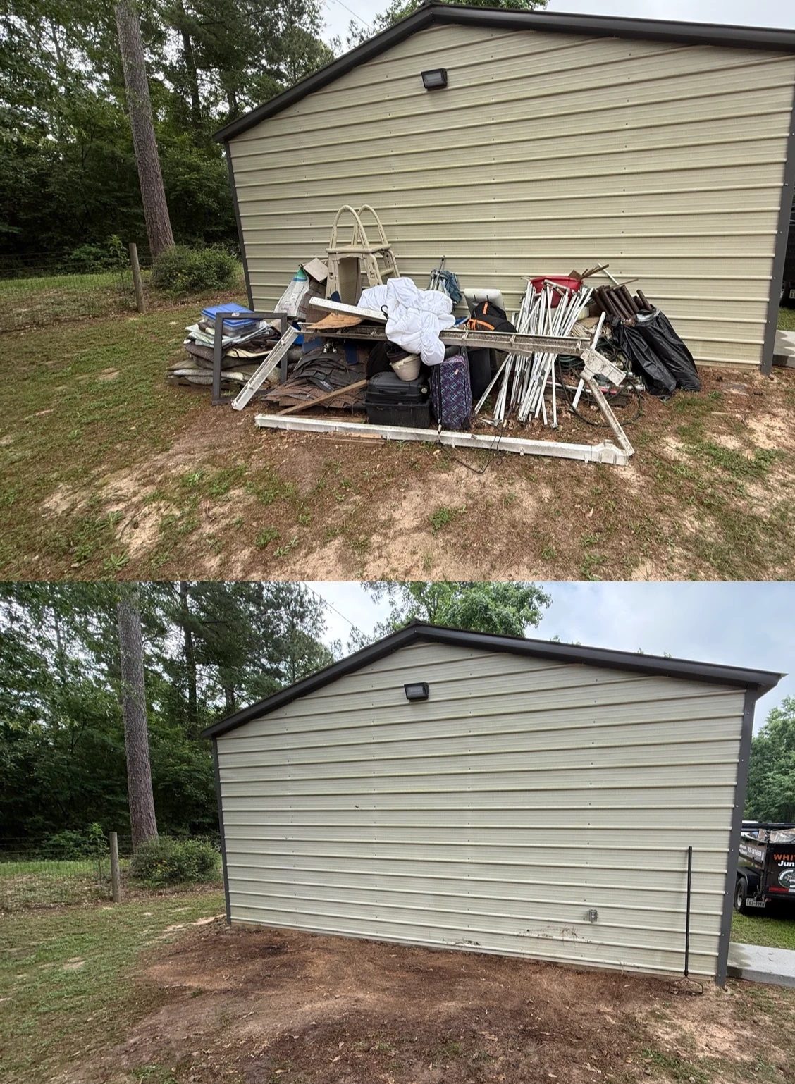 Before and after outdoor junk cleanup by Junk Wizard